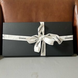 Empty Chanel Black Gift Box with Ribbon